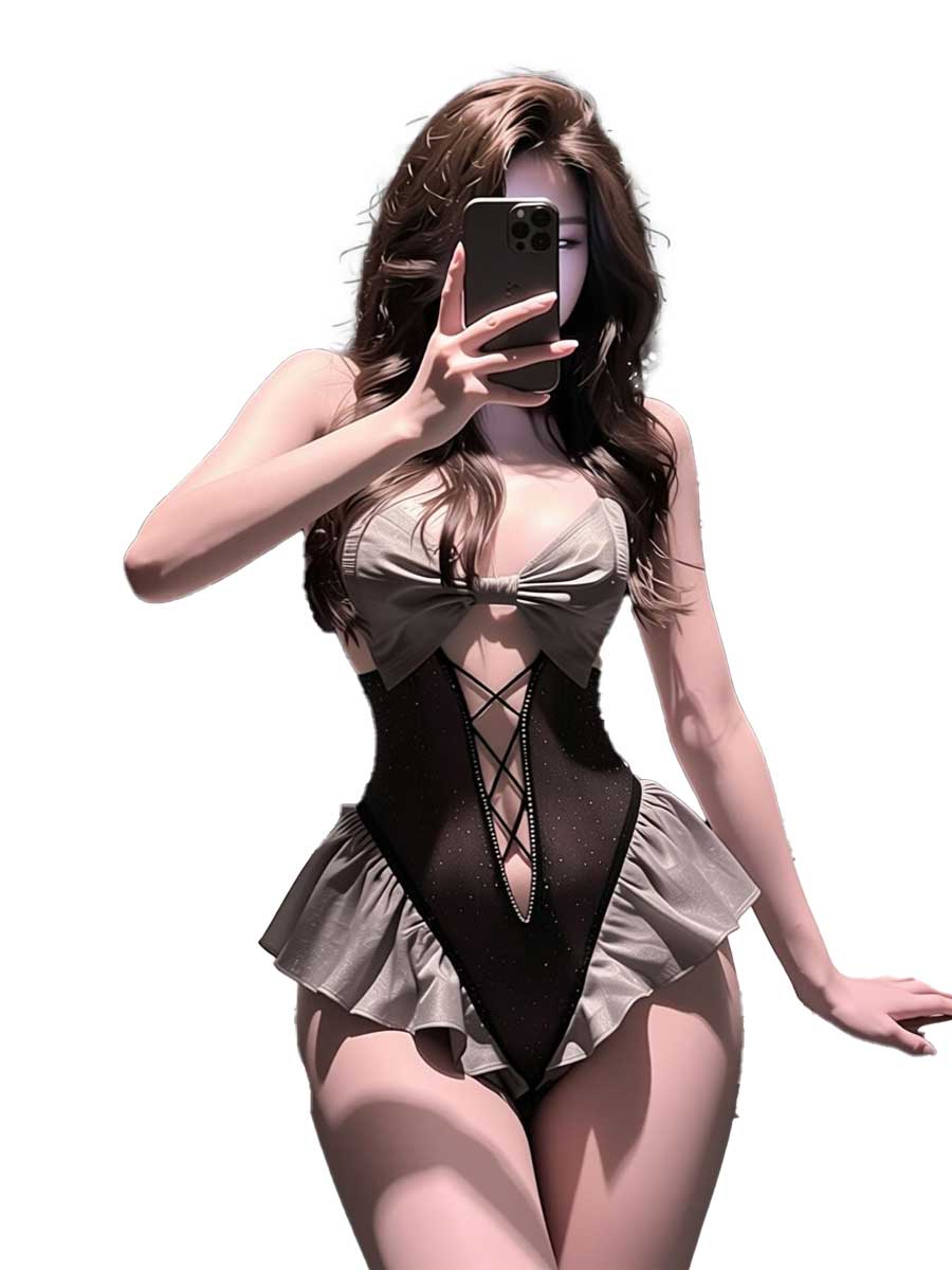 jimiko For Black Gray Ruffle M - Lace Teddy Lingerie review and price
