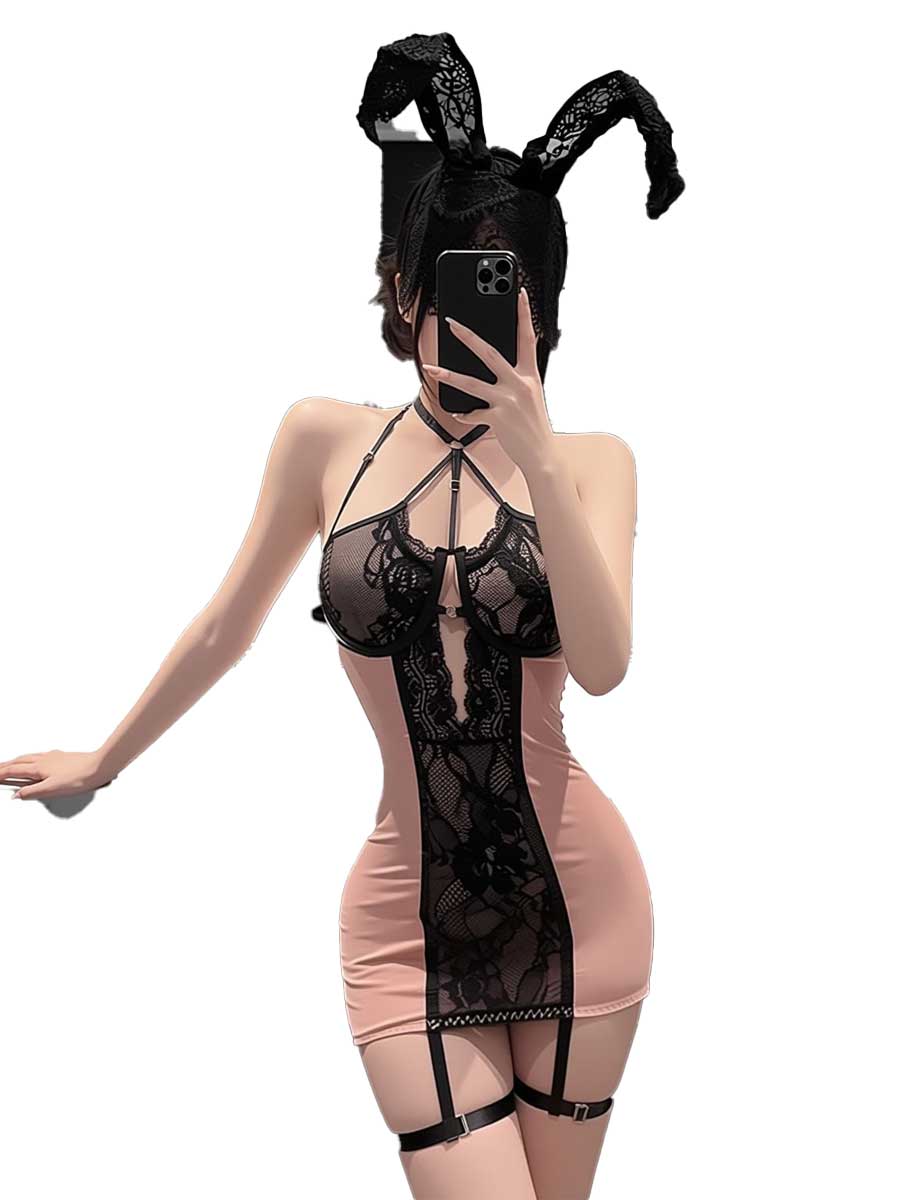 jimiko For Women's Pink Black  - Lace Teddy Lingerie review and price
